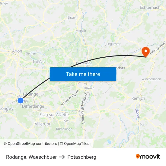 Rodange, Waeschbuer to Potaschberg map