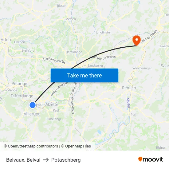 Belvaux, Belval to Potaschberg map