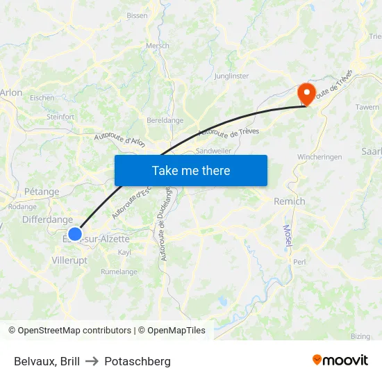 Belvaux, Brill to Potaschberg map