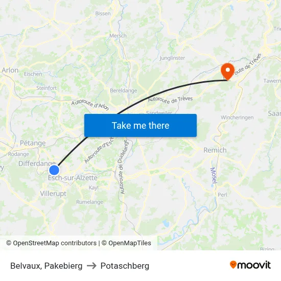 Belvaux, Pakebierg to Potaschberg map