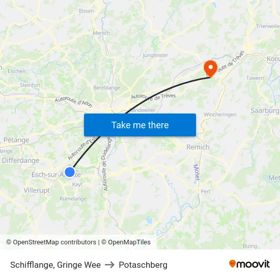 Schifflange, Gringe Wee to Potaschberg map