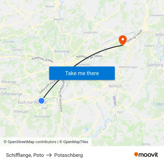 Schifflange, Poto to Potaschberg map