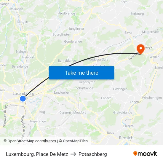 Luxembourg, Place De Metz to Potaschberg map