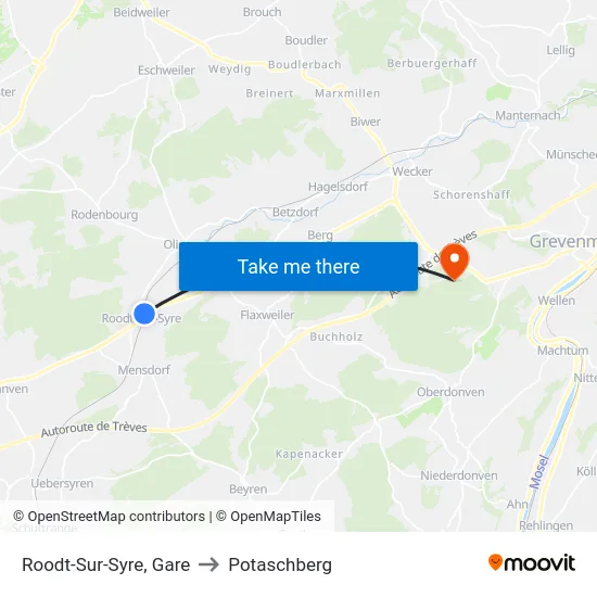 Roodt-Sur-Syre, Gare to Potaschberg map
