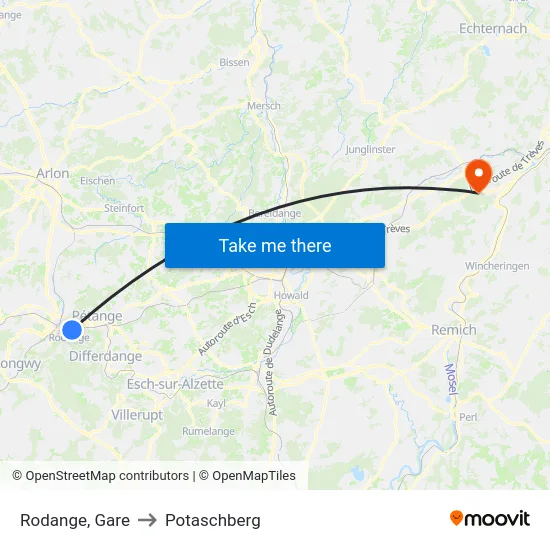 Rodange, Gare to Potaschberg map