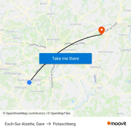 Esch-Sur-Alzette, Gare to Potaschberg map