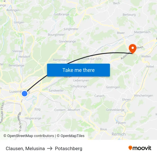 Clausen, Melusina to Potaschberg map