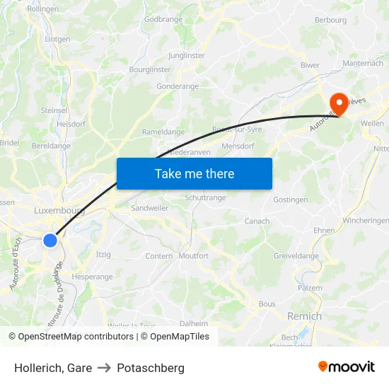 Hollerich, Gare to Potaschberg map
