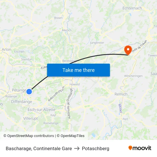 Bascharage, Continentale Gare to Potaschberg map