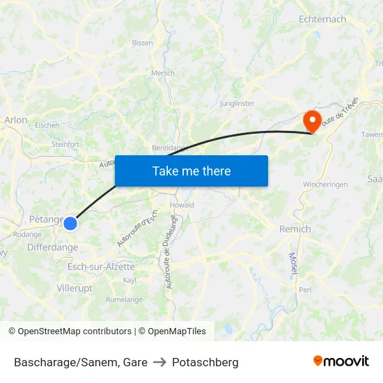 Bascharage/Sanem, Gare to Potaschberg map