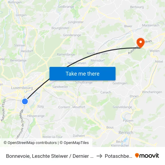 Bonnevoie, Leschte Steiwer / Dernier Sol to Potaschberg map