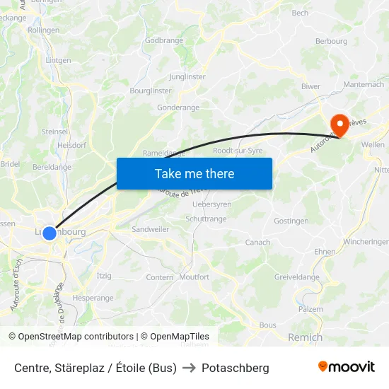 Centre, Stäreplaz / Étoile (Bus) to Potaschberg map