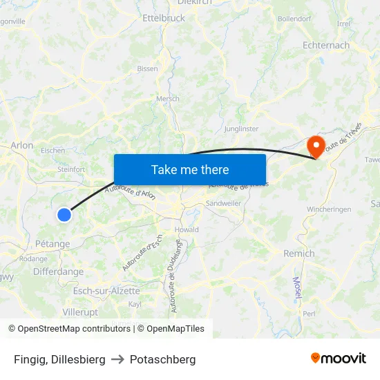 Fingig, Dillesbierg to Potaschberg map