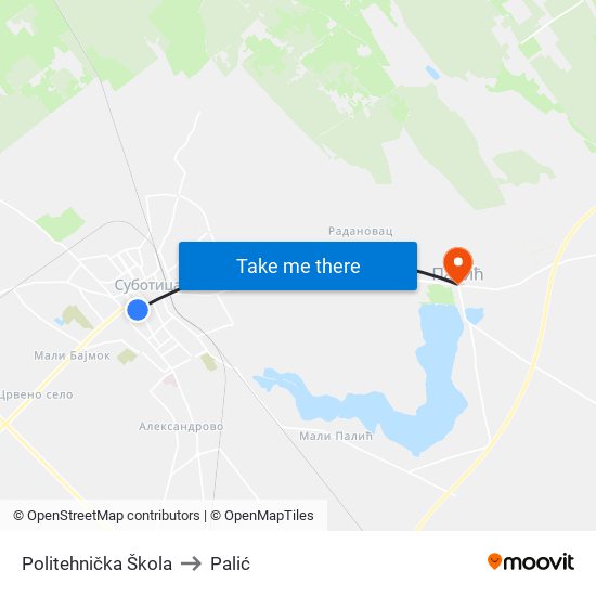 Politehnička Škola to Palić map