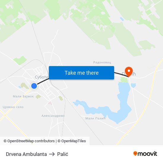 Drvena Ambulanta to Palić map