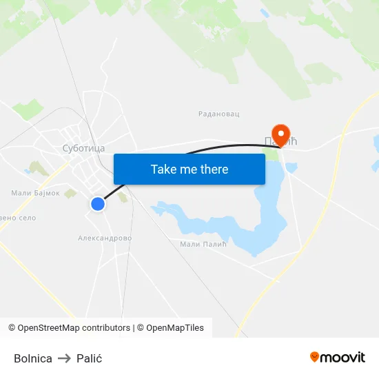 Hospital to Palić map