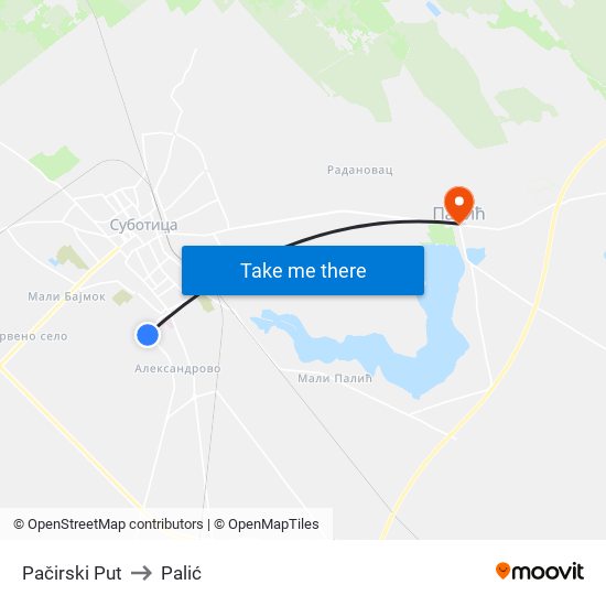 Pačirski Put to Palić map