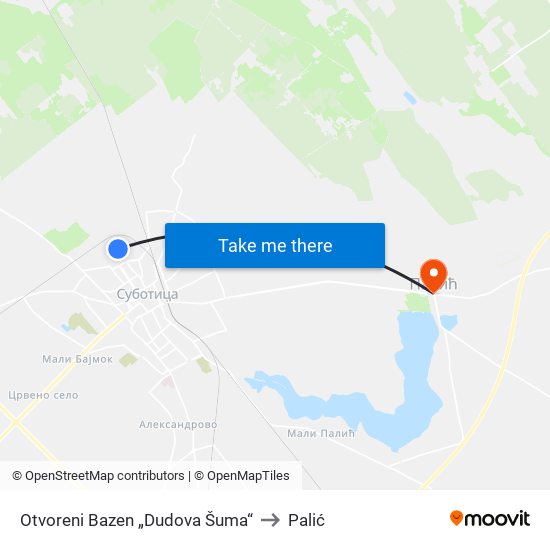 Otvoreni Bazen „Dudova Šuma“ to Palić map