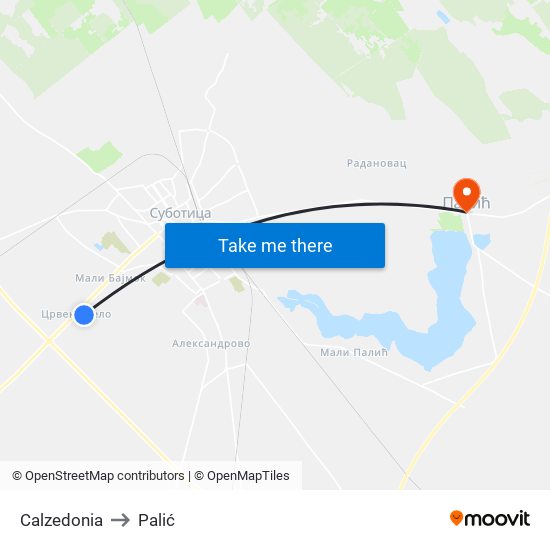 Calzedonia to Palić map