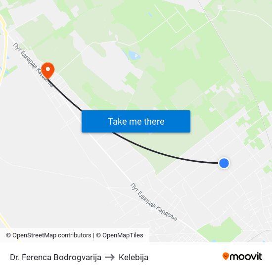 Dr. Ferenca Bodrogvarija to Kelebija map