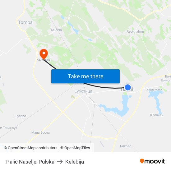 Palić Naselje, Pulska to Kelebija map