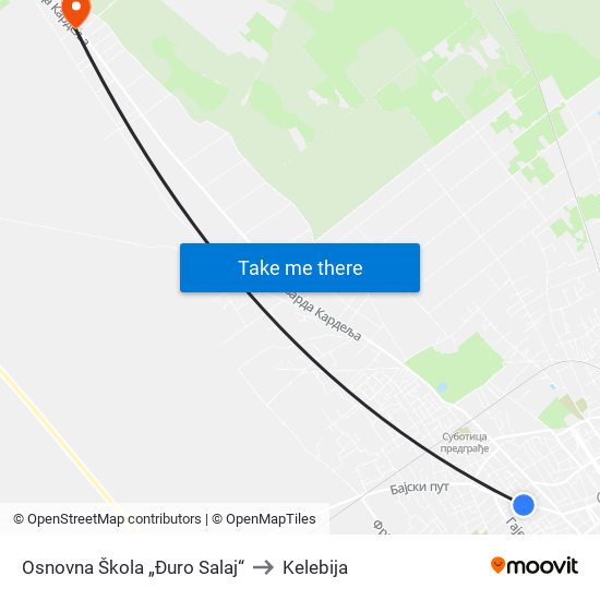 Osnovna Škola „Đuro Salaj“ to Kelebija map