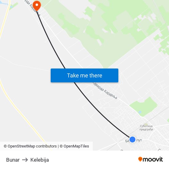 Bunar to Kelebija map