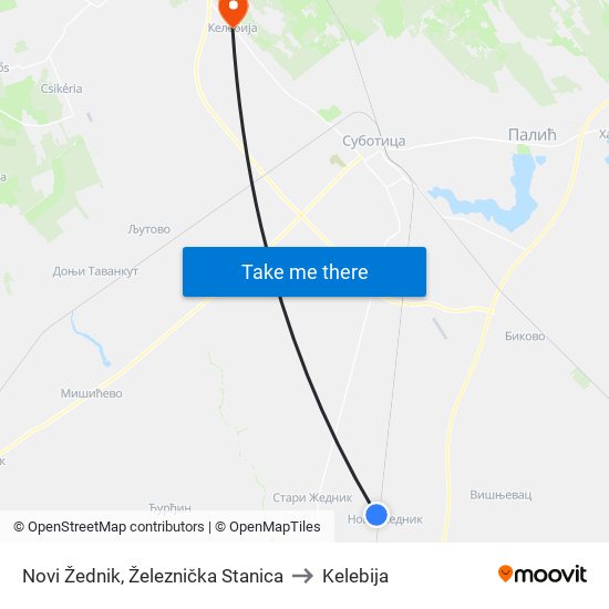 Novi Žednik, Železnička Stanica to Kelebija map