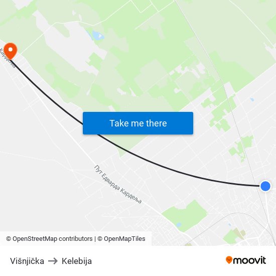 Višnjička to Kelebija map