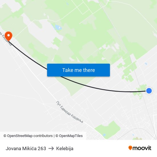 Jovana Mikića 263 to Kelebija map