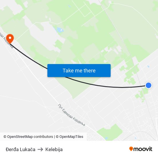 Đerđa Lukača to Kelebija map