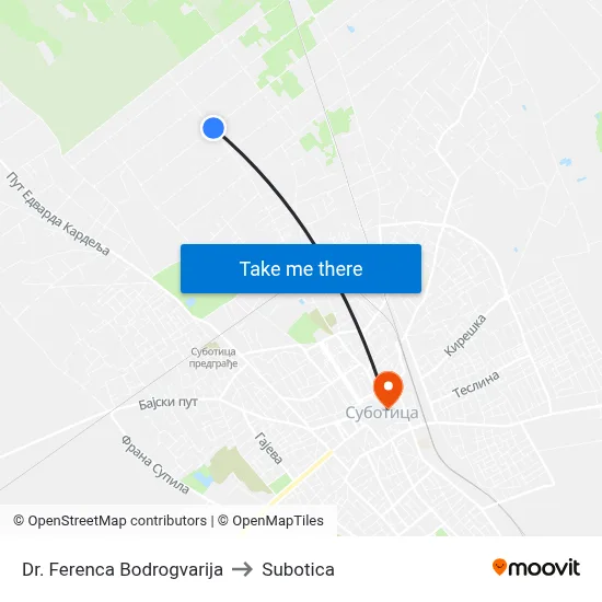 Dr. Ferenca Bodrogvarija to Subotica map