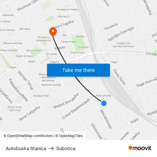 Autobuska Stanica to Subotica map