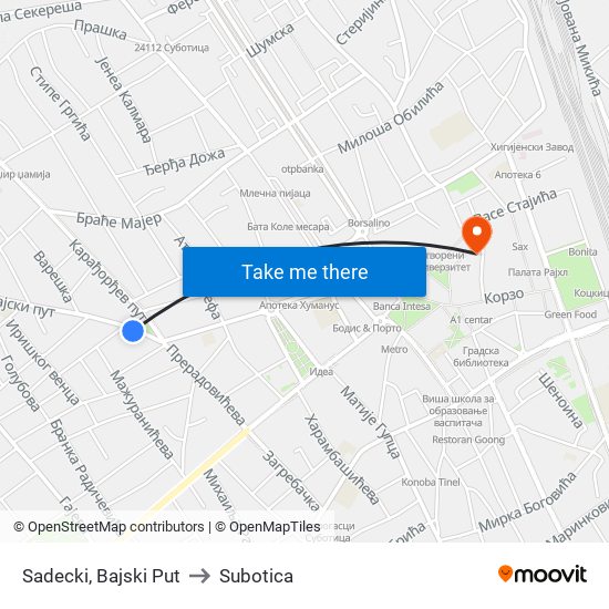 Sadecki, Bajski Put to Subotica map