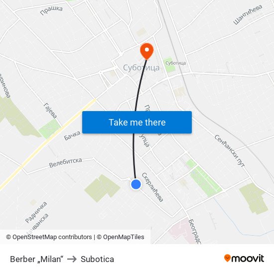 Berber „Milan“ to Subotica map