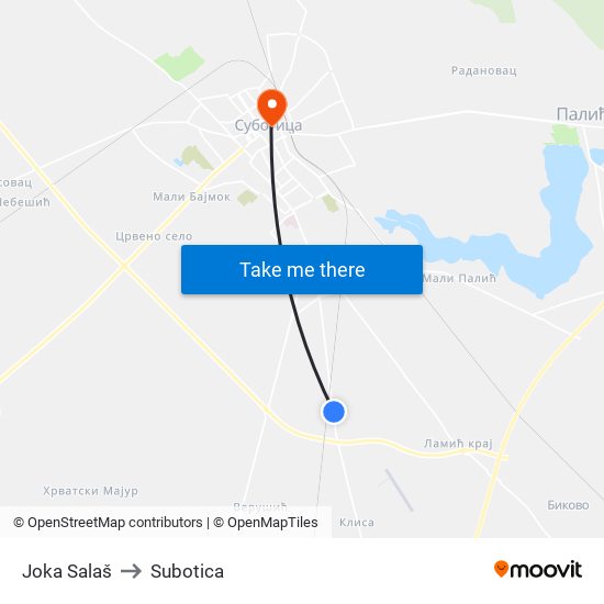 Joka Salaš to Subotica map