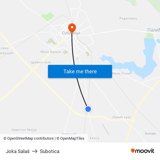 Joka Salaš to Subotica map