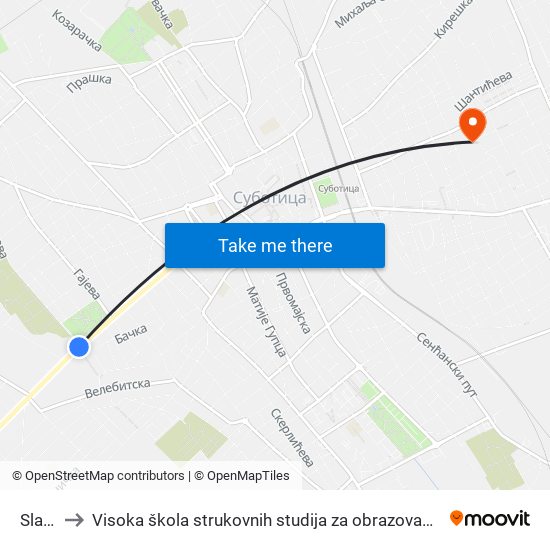 Slavica to Visoka škola strukovnih studija za obrazovanje vaspitača i trenera map