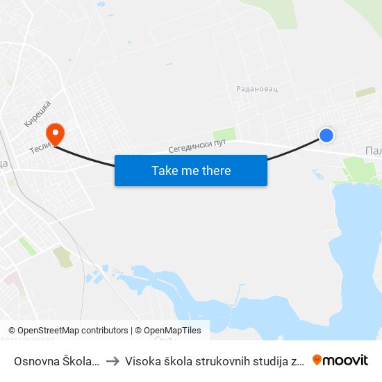 Osnovna Škola „Miroslav Antić“ to Visoka škola strukovnih studija za obrazovanje vaspitača i trenera map