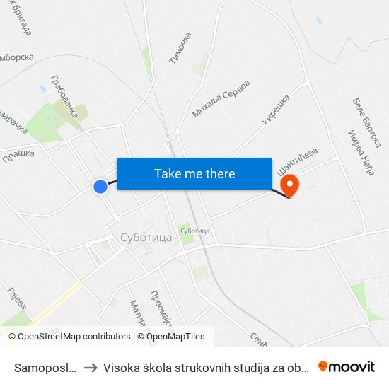 Samoposluga Br. 23 to Visoka škola strukovnih studija za obrazovanje vaspitača i trenera map