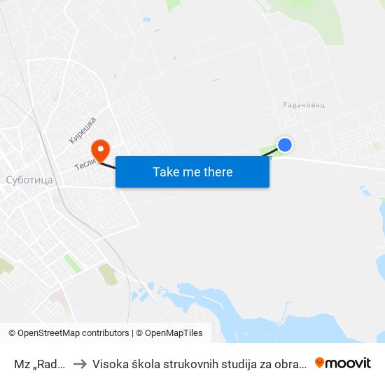 Mz „Radanovac“ to Visoka škola strukovnih studija za obrazovanje vaspitača i trenera map