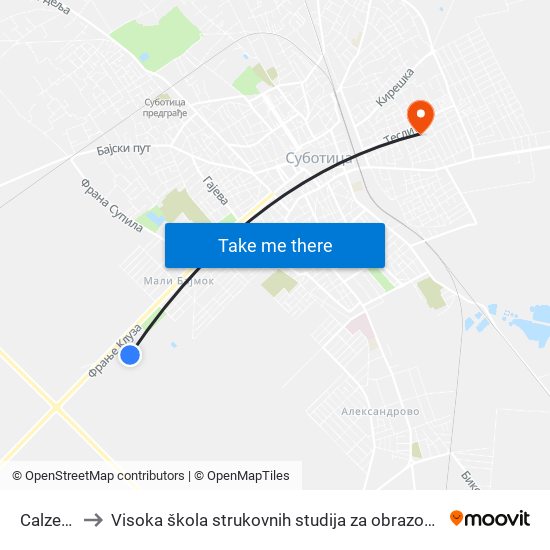 Calzedonia to Visoka škola strukovnih studija za obrazovanje vaspitača i trenera map