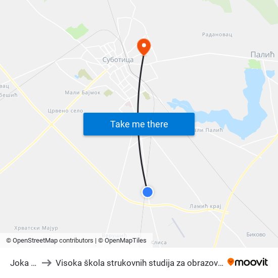 Joka Salaš to Visoka škola strukovnih studija za obrazovanje vaspitača i trenera map