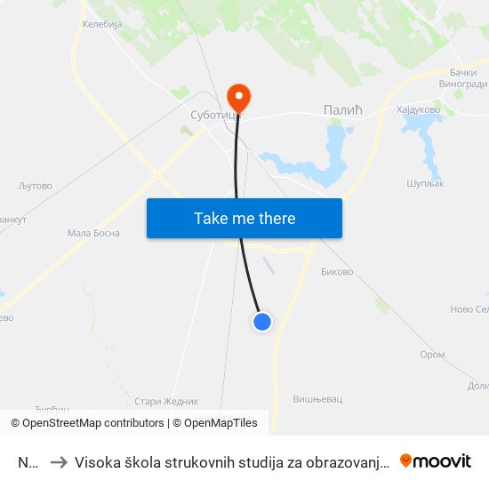 Nada to Visoka škola strukovnih studija za obrazovanje vaspitača i trenera map