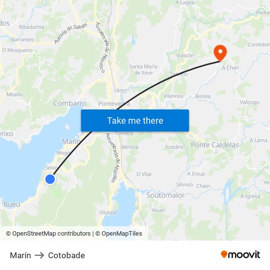 Marín to Cotobade map