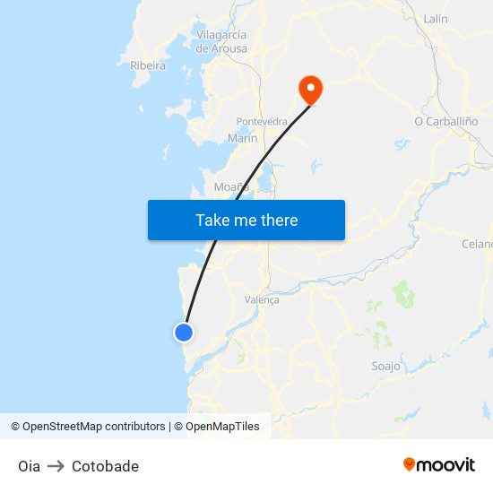 Oia to Cotobade map