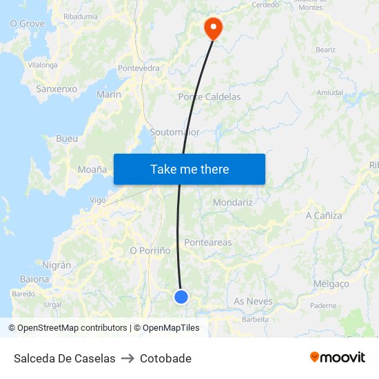 Salceda De Caselas to Cotobade map