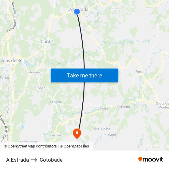 A Estrada to Cotobade map