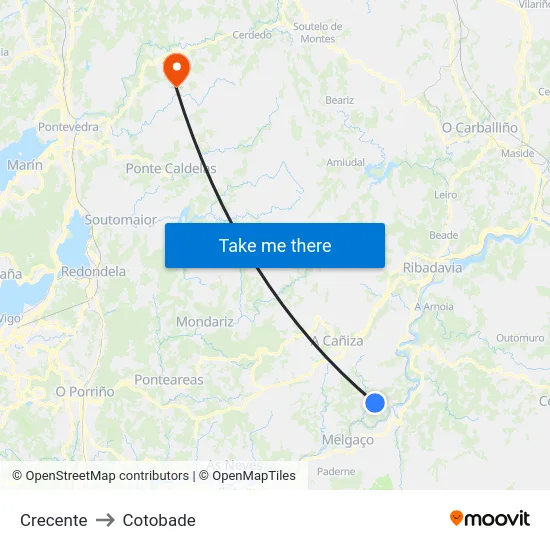 Crecente to Cotobade map