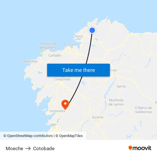 Moeche to Cotobade map